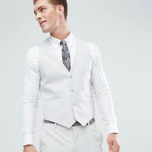 ASOS skinny suit vest in ice gray